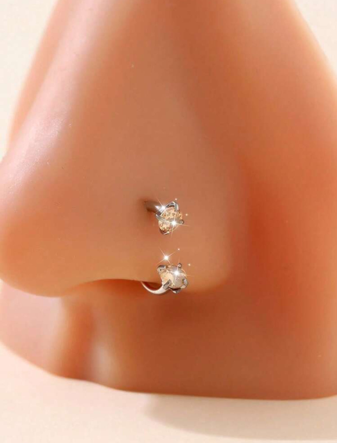 Fashionable And Simple Stainless Steel Material CZ Inlaid Detachable Women's C-Shaped Nose Ring Stud With Colorful And Elegant Body Piercing 1.0mm, Suitable For Birthday Gift, Festival Party, Vacation And Daily Wear.