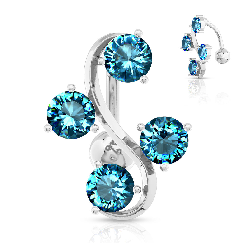 4-Gem Vine Navel Ring