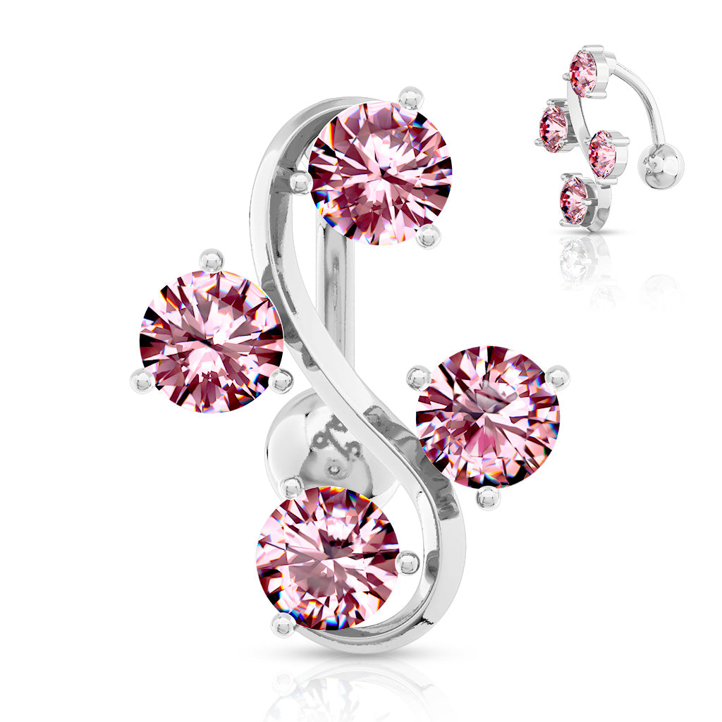 4-Gem Vine Navel Ring