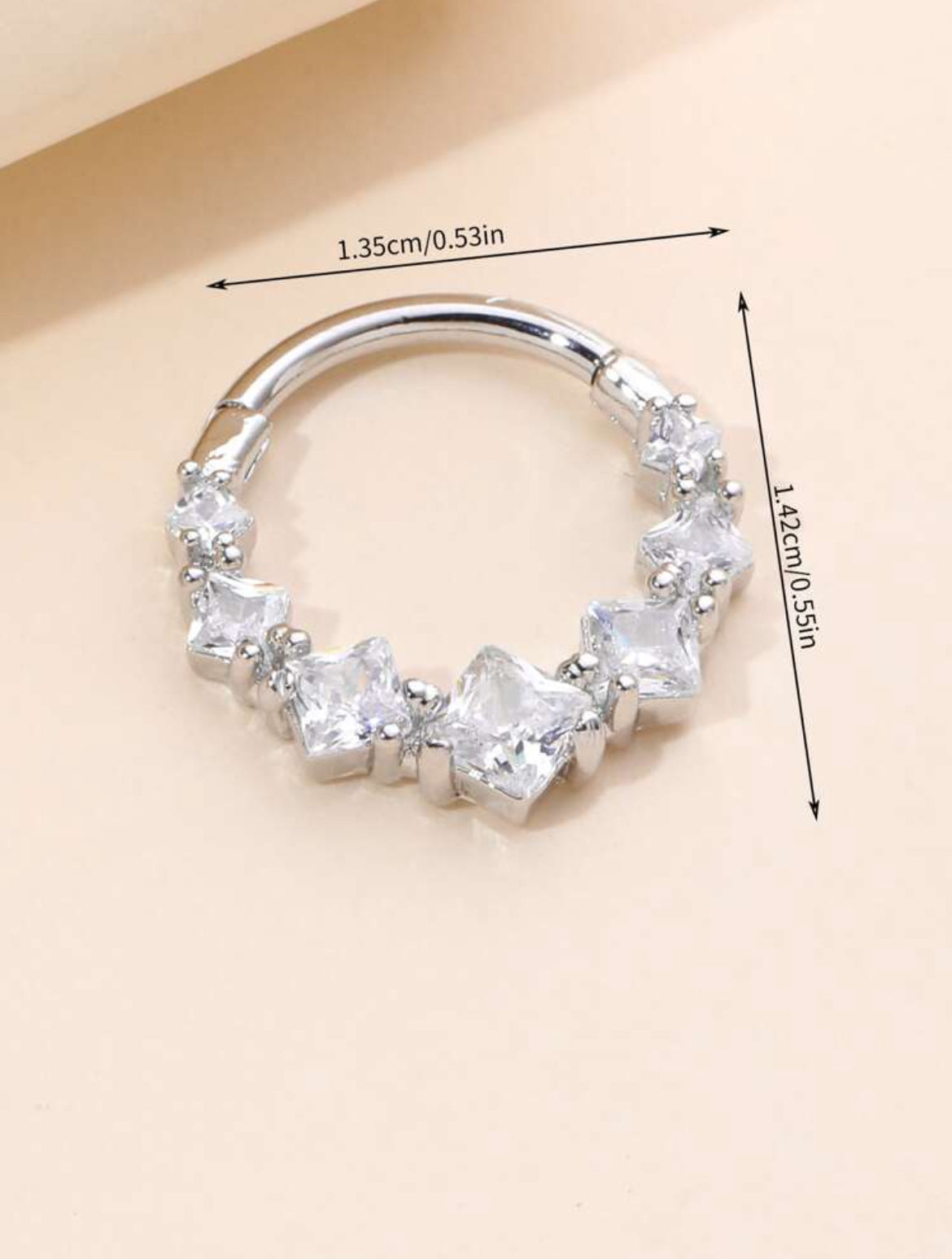 1pc Fashionable Nose Piercing Accessory With Square Cubic Zirconia Inlaid