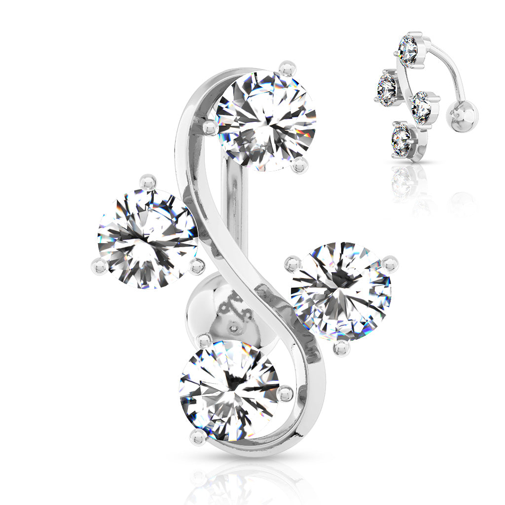 4-Gem Vine Navel Ring
