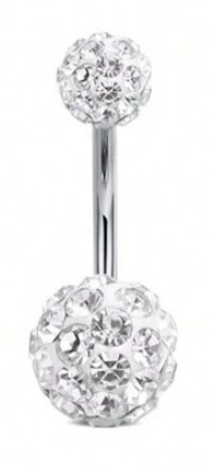 White Stone Butterfly & Cubic Zirconia Navel Ring Set Women Belly Piercing Jewelry