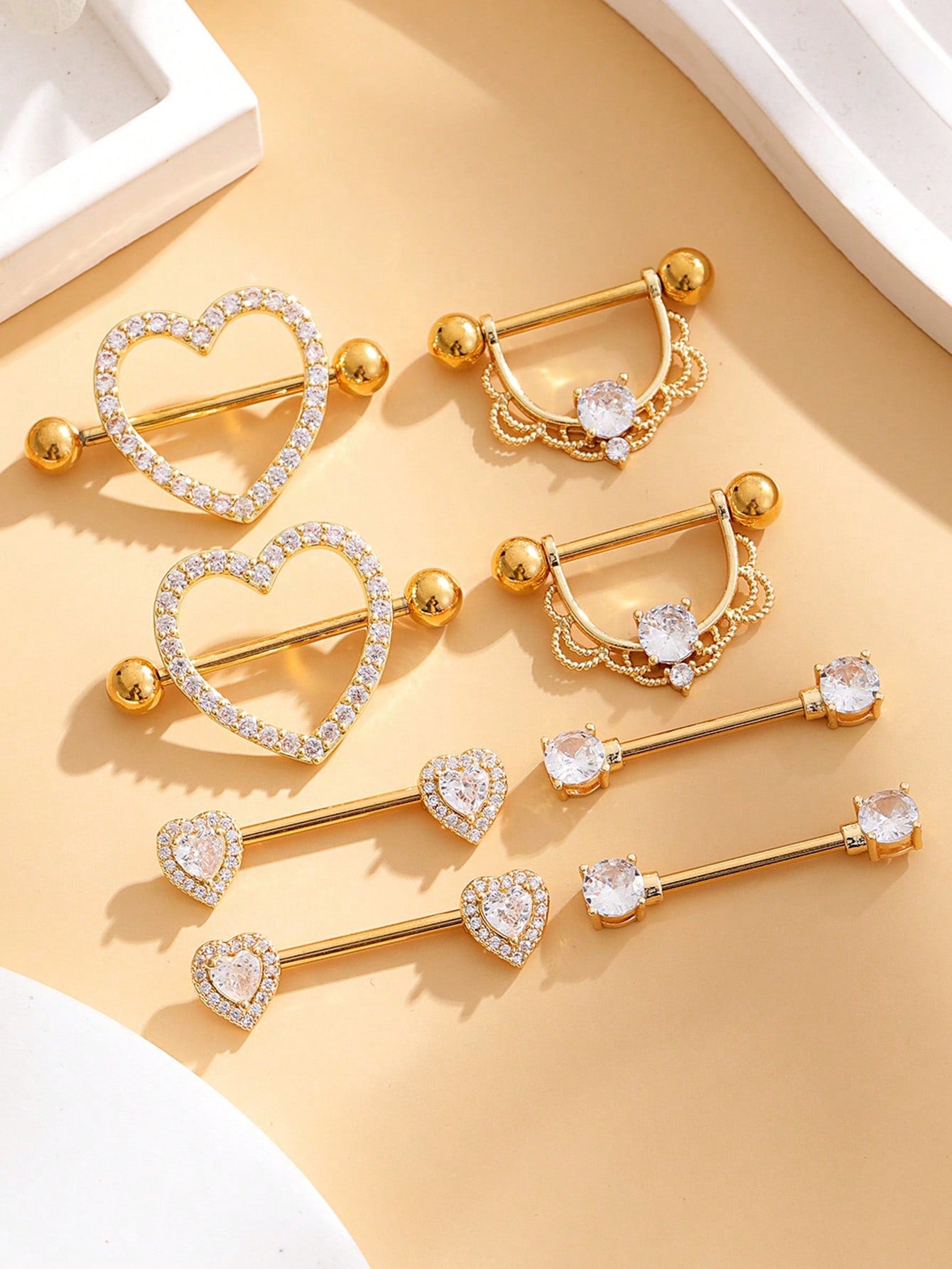Stainless Steel Heart & U & Circle Shaped Decor Nipple Rings