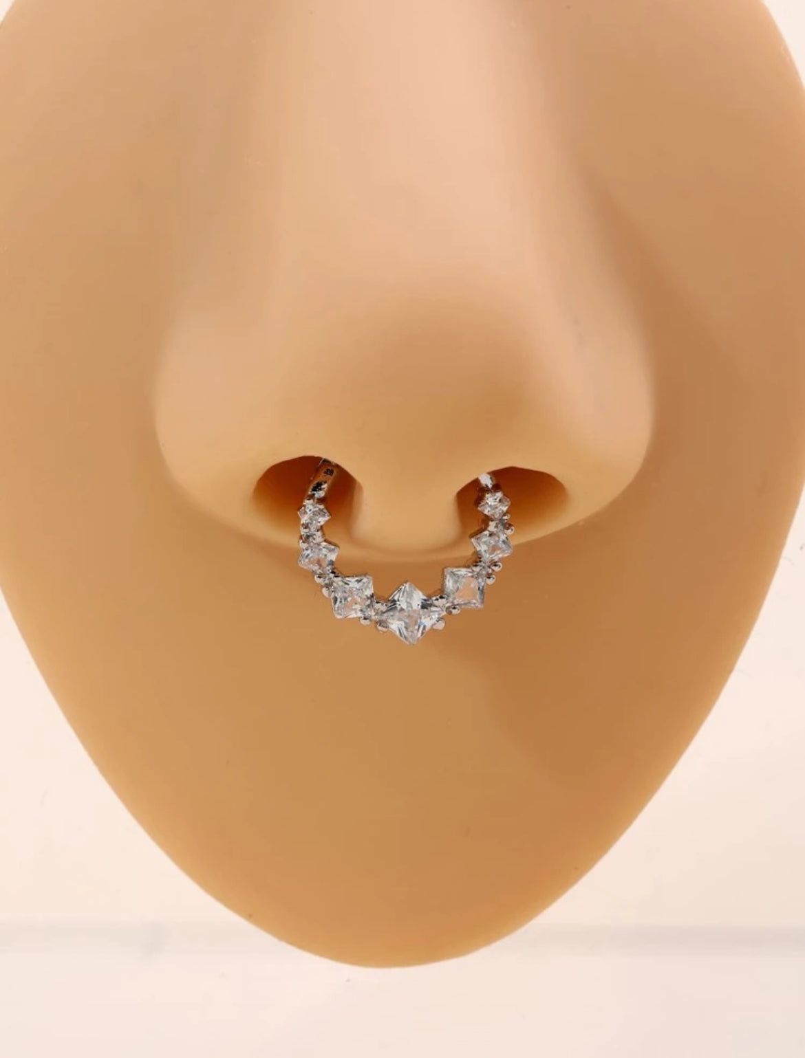 1pc Fashionable Nose Piercing Accessory With Square Cubic Zirconia Inlaid