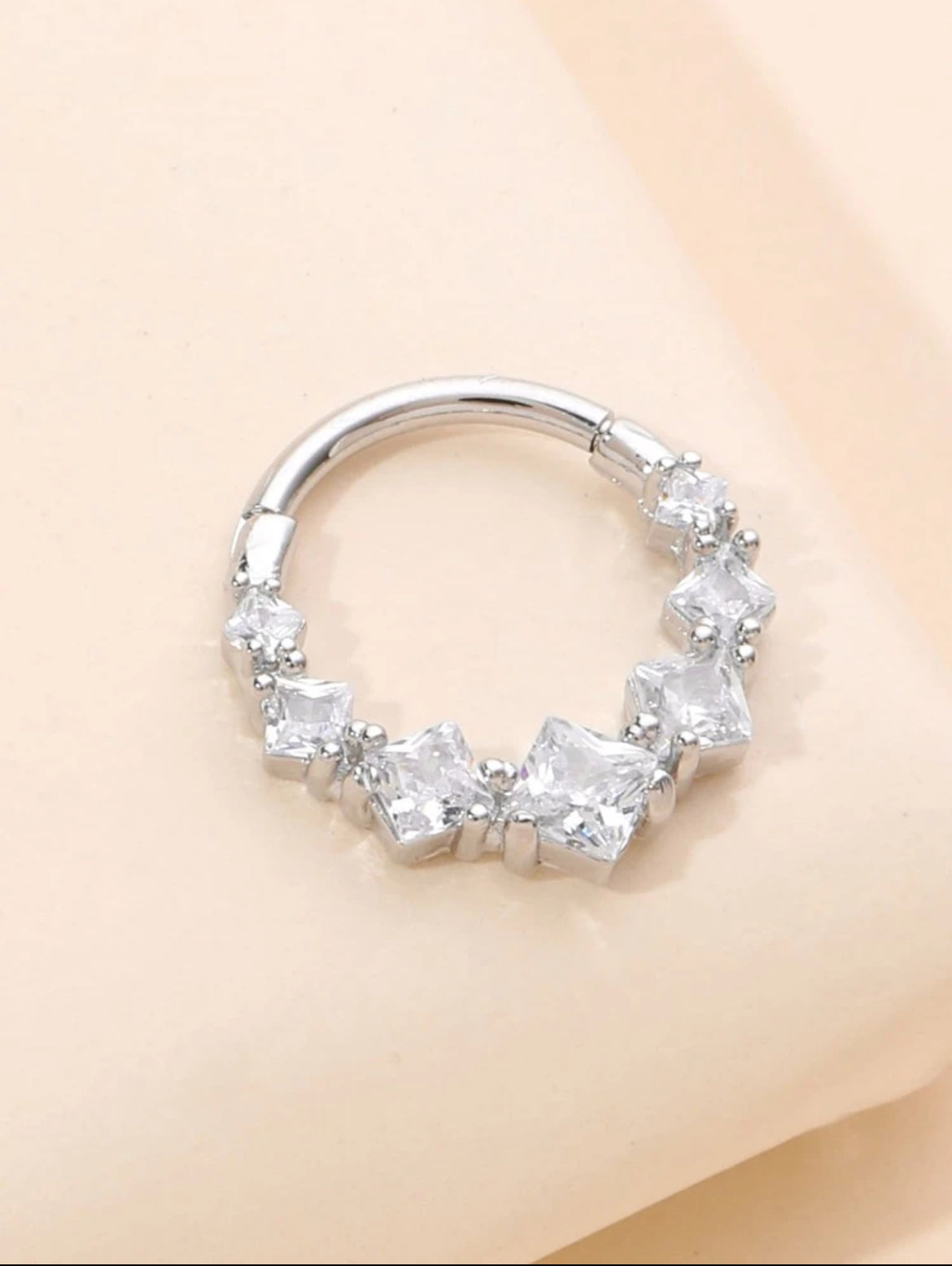 1pc Fashionable Nose Piercing Accessory With Square Cubic Zirconia Inlaid