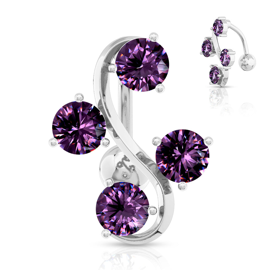 4-Gem Vine Navel Ring