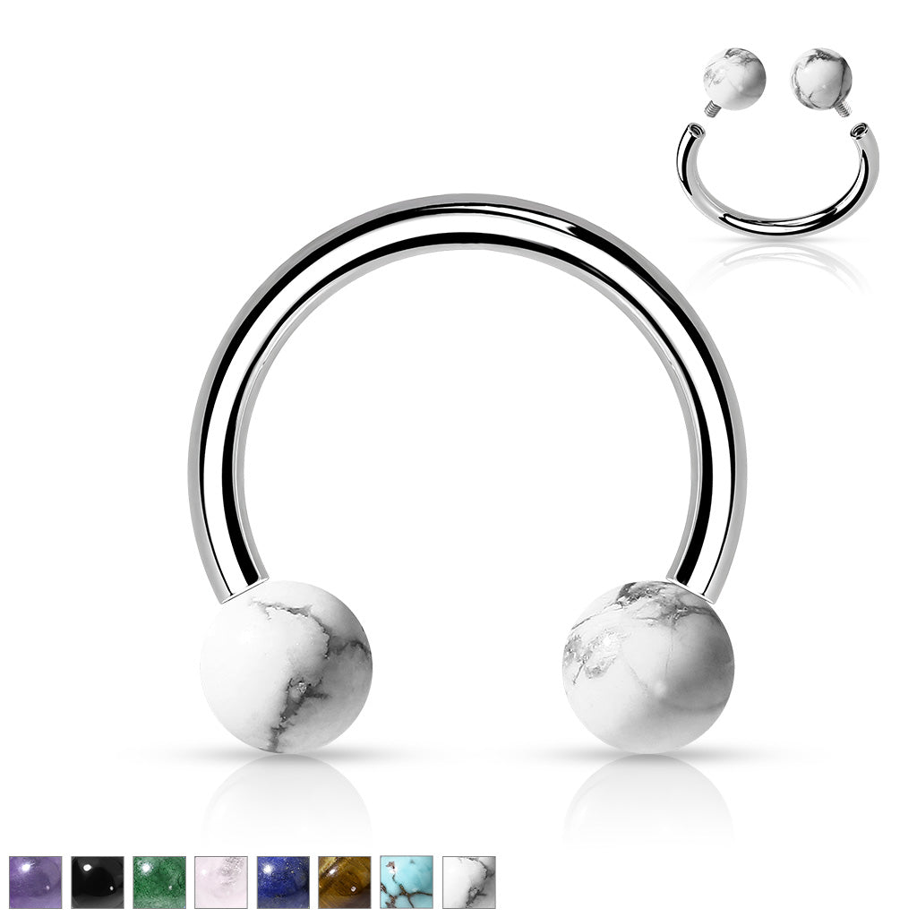 Semi Precious Stone Internally Threaded 316L Surgical Steel Horseshoes