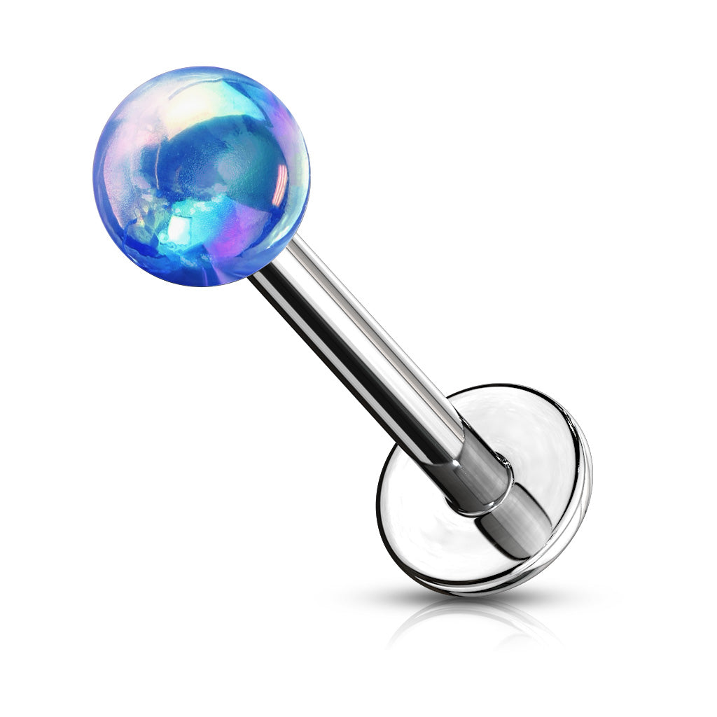 Metallic AB Coating Ball Over 316L Surgical Steel Flat back Studs for Labret, Monroe, Cartilage and More