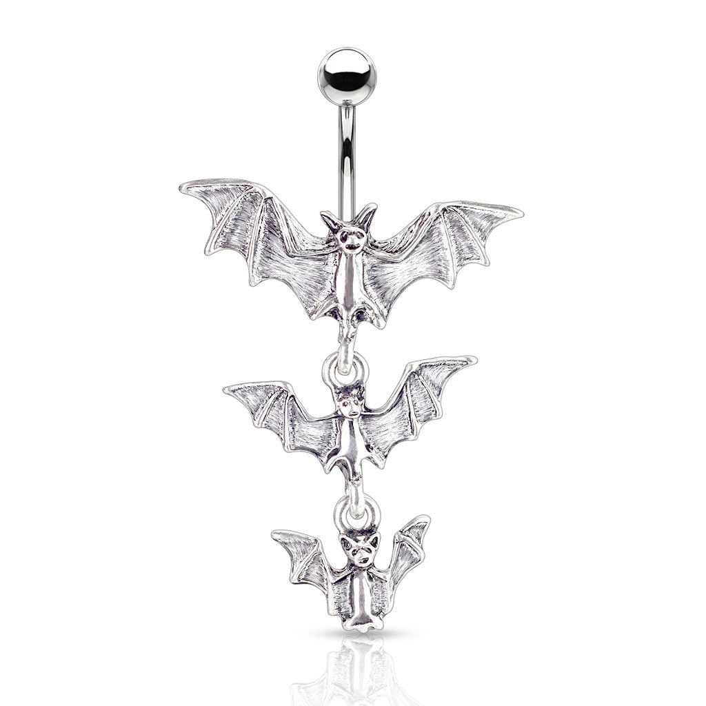 Gothic Tri-Vampire Bats Dangle Navel Ring