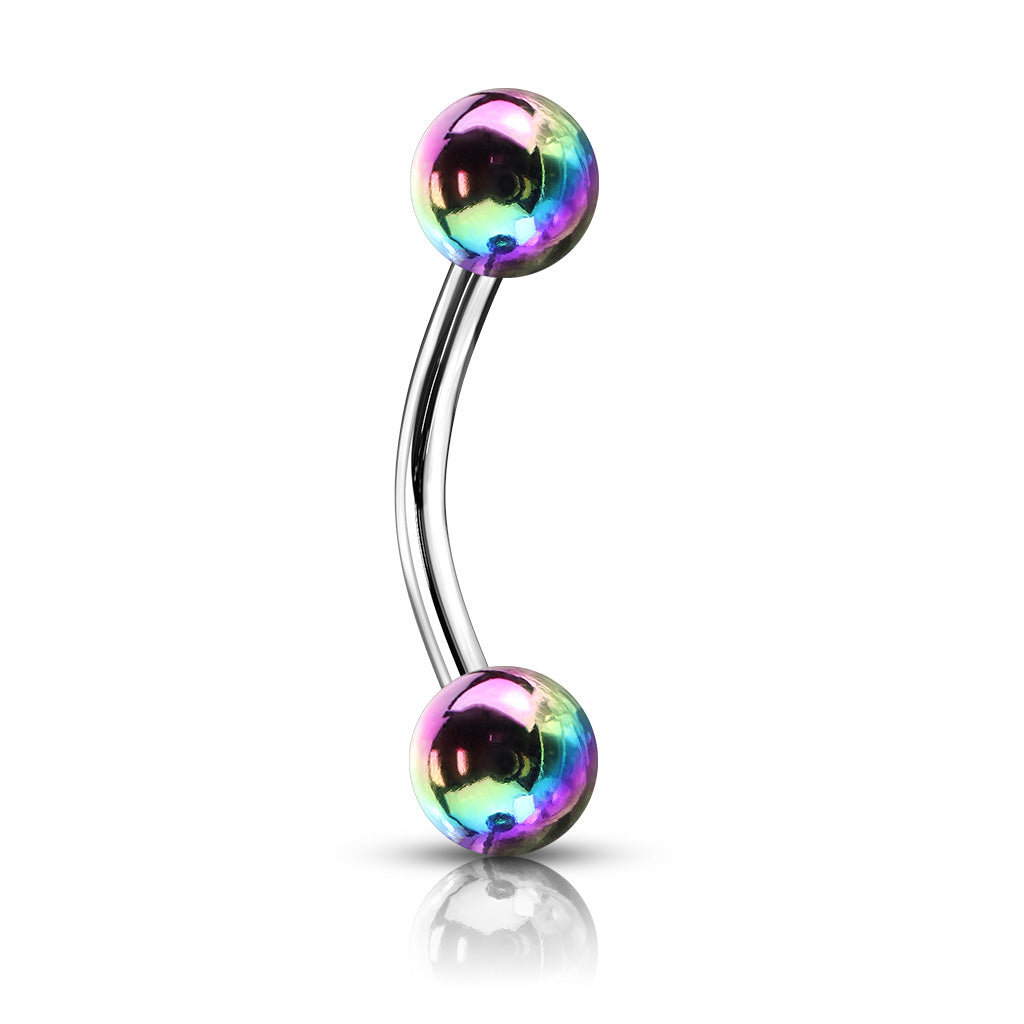 Metallic AB Coating Balls Over 316L Surgical Steel Curved Barbells for Eyebrow, Daith and more