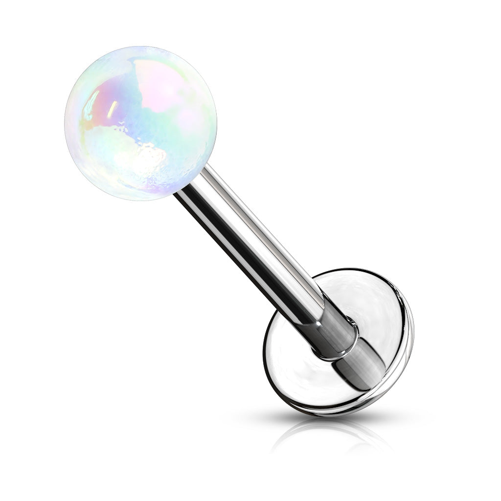 Metallic AB Coating Ball Over 316L Surgical Steel Flat back Studs for Labret, Monroe, Cartilage and More