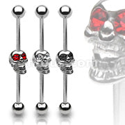 Skull w/Gemmed Eyes 316L Industrial Barbell