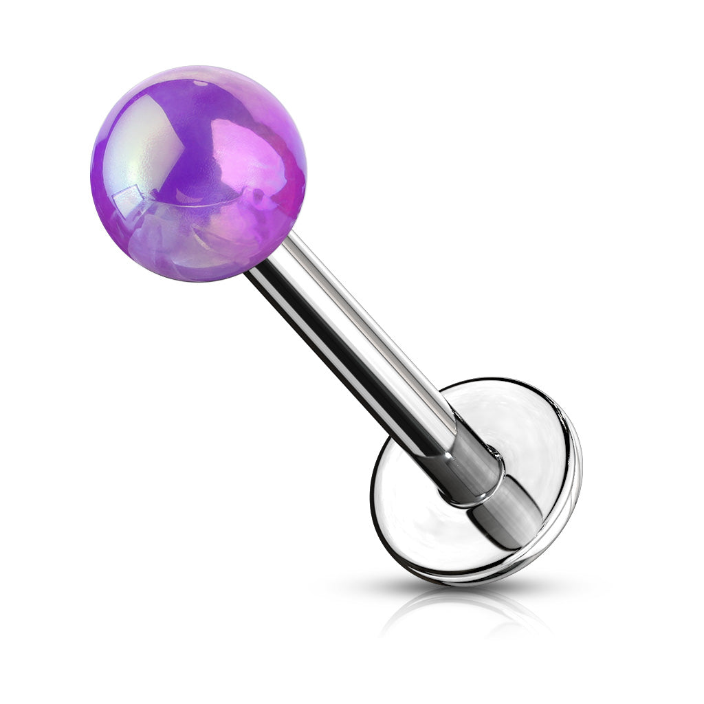Metallic AB Coating Ball Over 316L Surgical Steel Flat back Studs for Labret, Monroe, Cartilage and More
