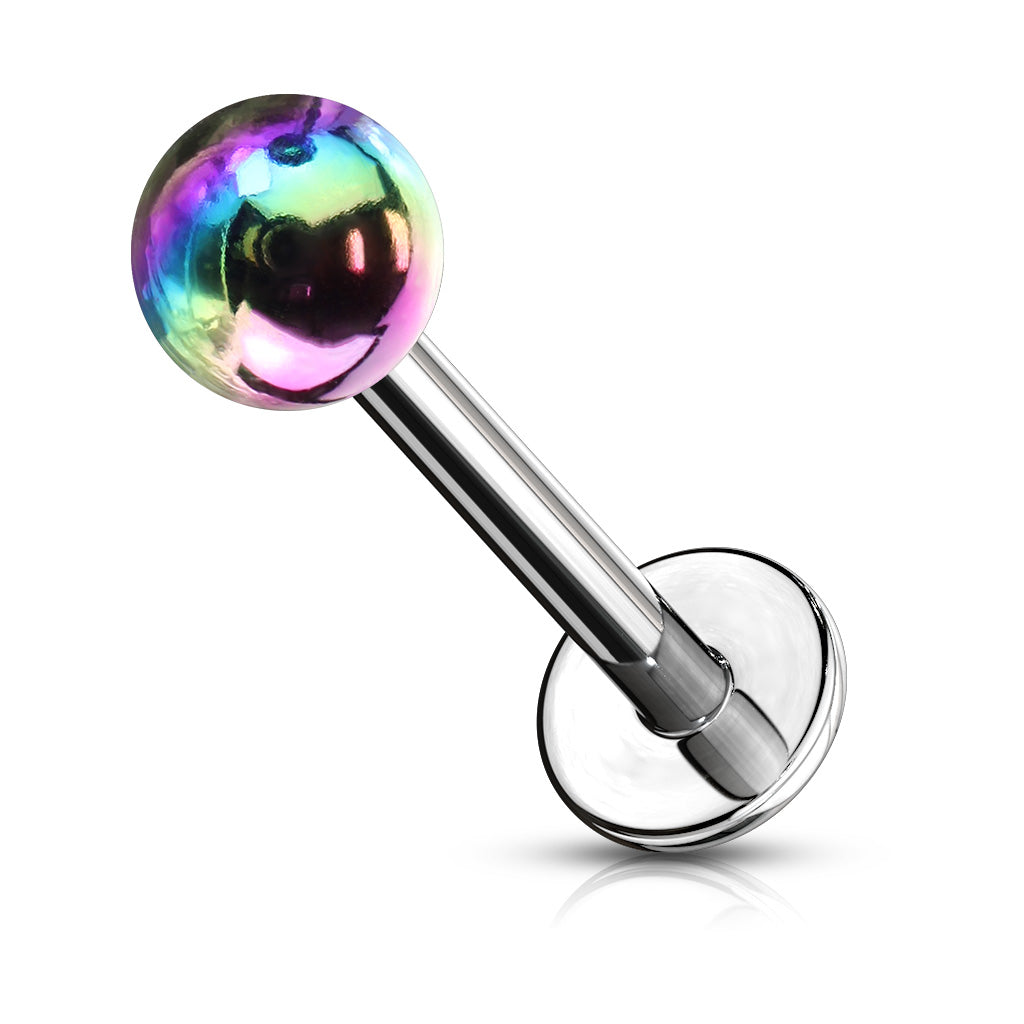 Metallic AB Coating Ball Over 316L Surgical Steel Flat back Studs for Labret, Monroe, Cartilage and More