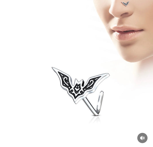 Bat Top 316L Surgical Steel L Bend Nose Stud Rings