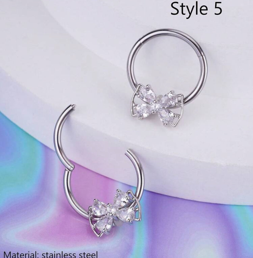 2pcs/Set Sexy Rhinestone Decor Maple Leaves Nipple Rings Stainless Steel Handcuffs, Bow, Faux Pearl, Stars, Horseshoe Nipple Rings Smiling Face Nipple Stud Ball Nipple Jewelry Nipple Barbell Rings Seamless Closure Nipple Piercing Jewelry For Women Girls &