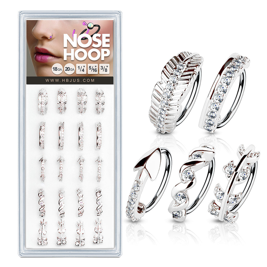 316L Surgical Steel Nose Hoop Rings Pac