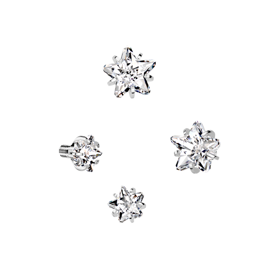 316L Surgical Steel Internally Threaded Star CZ Prong Set Top End