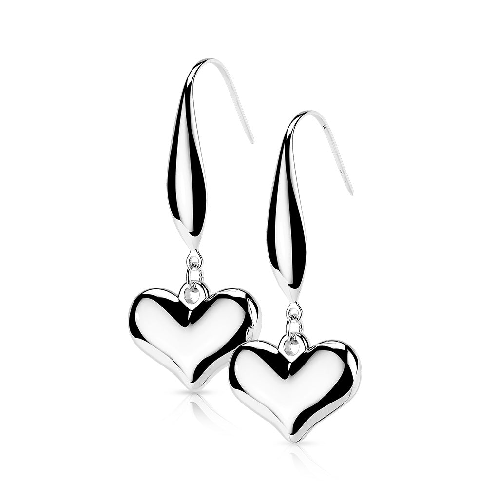 316L Stainless Steel Heart Dangle Hook Earrings