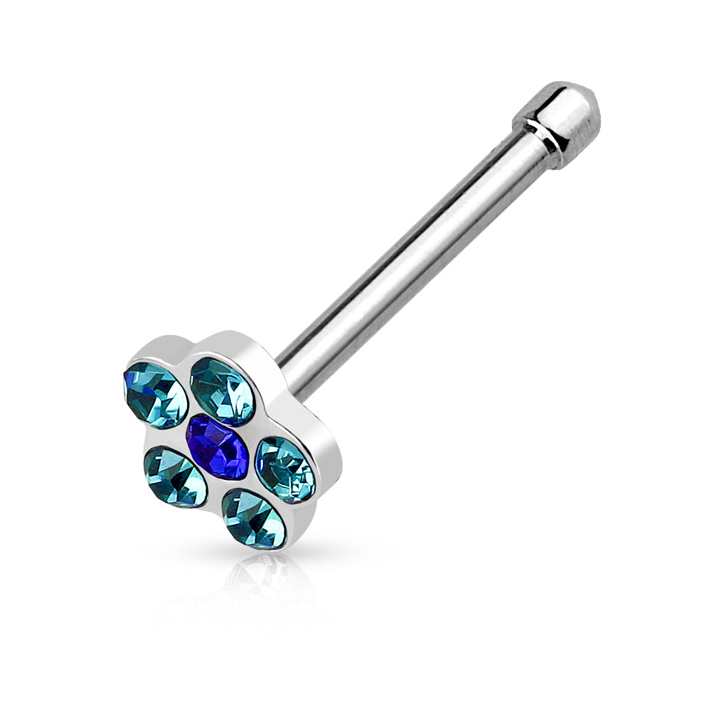 Flower Multi-Gem Paved Top 316L Surgical Steel Nose Stud