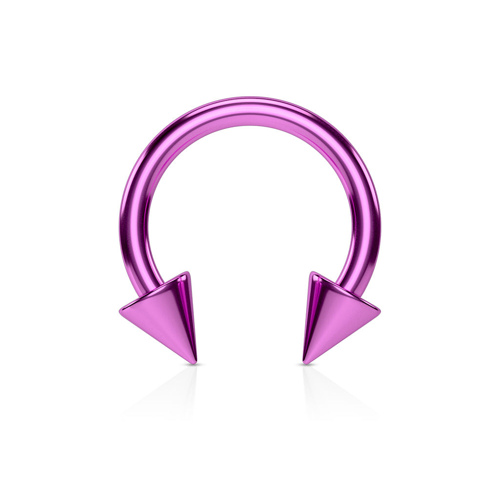 Horse Shoe Titanium IP Over 316L Surgical Steel w/Cone