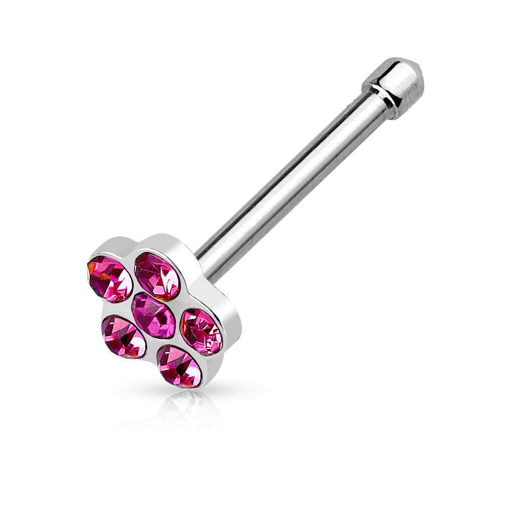 Flower Multi-Gem Paved Top 316L Surgical Steel Nose Stud