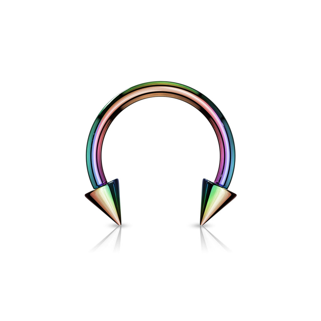Horse Shoe Titanium IP Over 316L Surgical Steel w/Cone