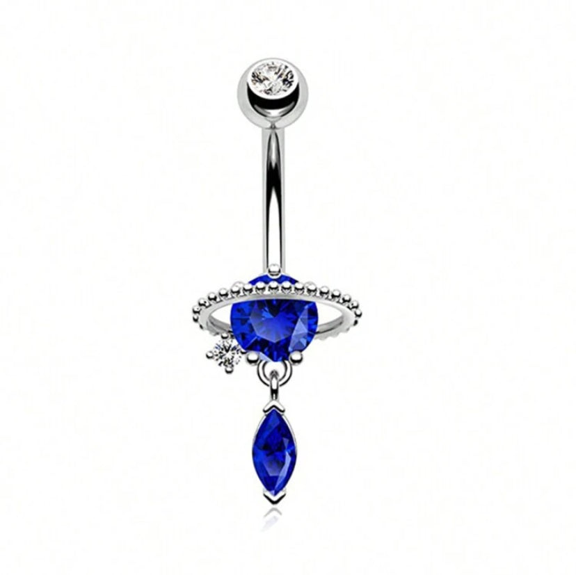 Belly Button Rings, Including Blue Planet Shaped, Water Drop Shaped, Crescent Moon Shaped, Adorned With Zirconia