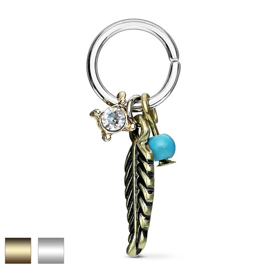 316L Surgical Steel Annealed Bendable Cut Ring with Removable Tribal Dangles