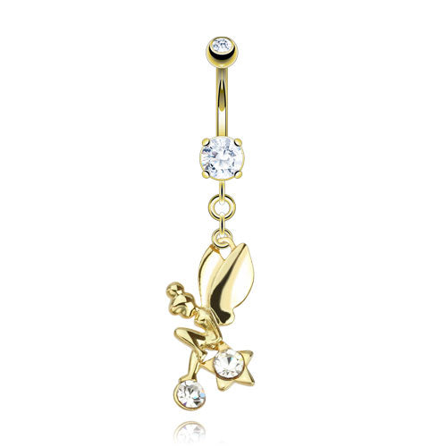 316L Surgical Steel Star Fairy Dangle Belly Button Ring