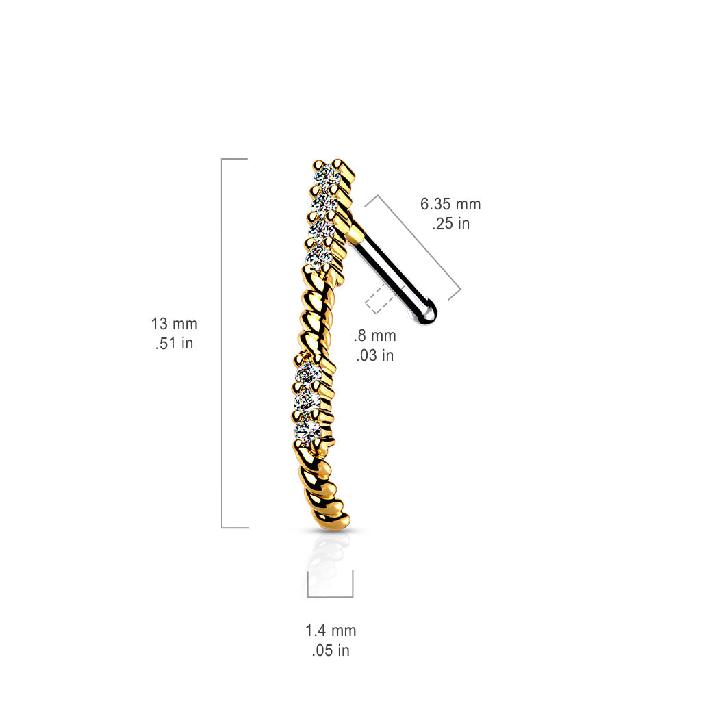 CZ Paved Nose Crawler Bone Stud 316L Surgical Steel
