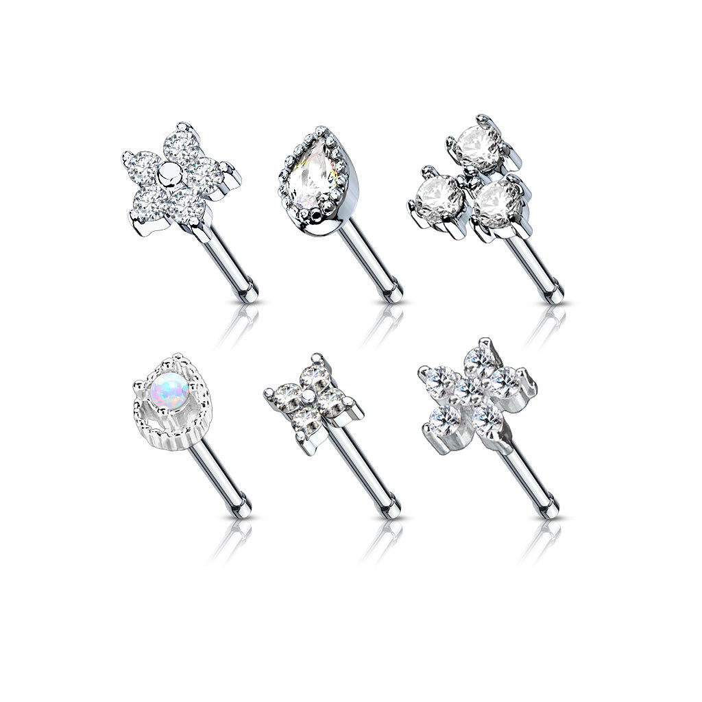 Mixed Styles 20ga 316L Surgical Steel Nose Stud Rings