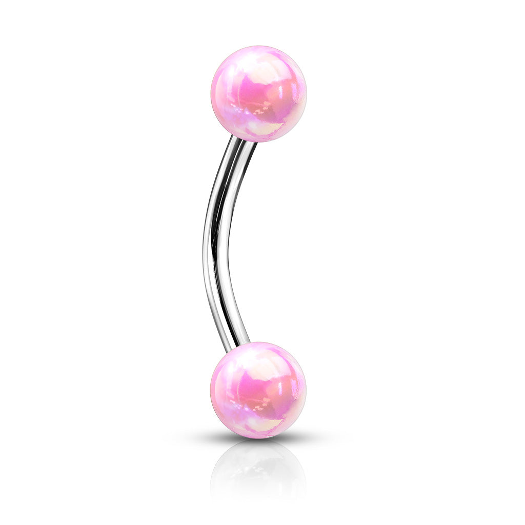 Metallic AB Coating Balls Over 316L Surgical Steel Curved Barbells for Eyebrow, Daith and more