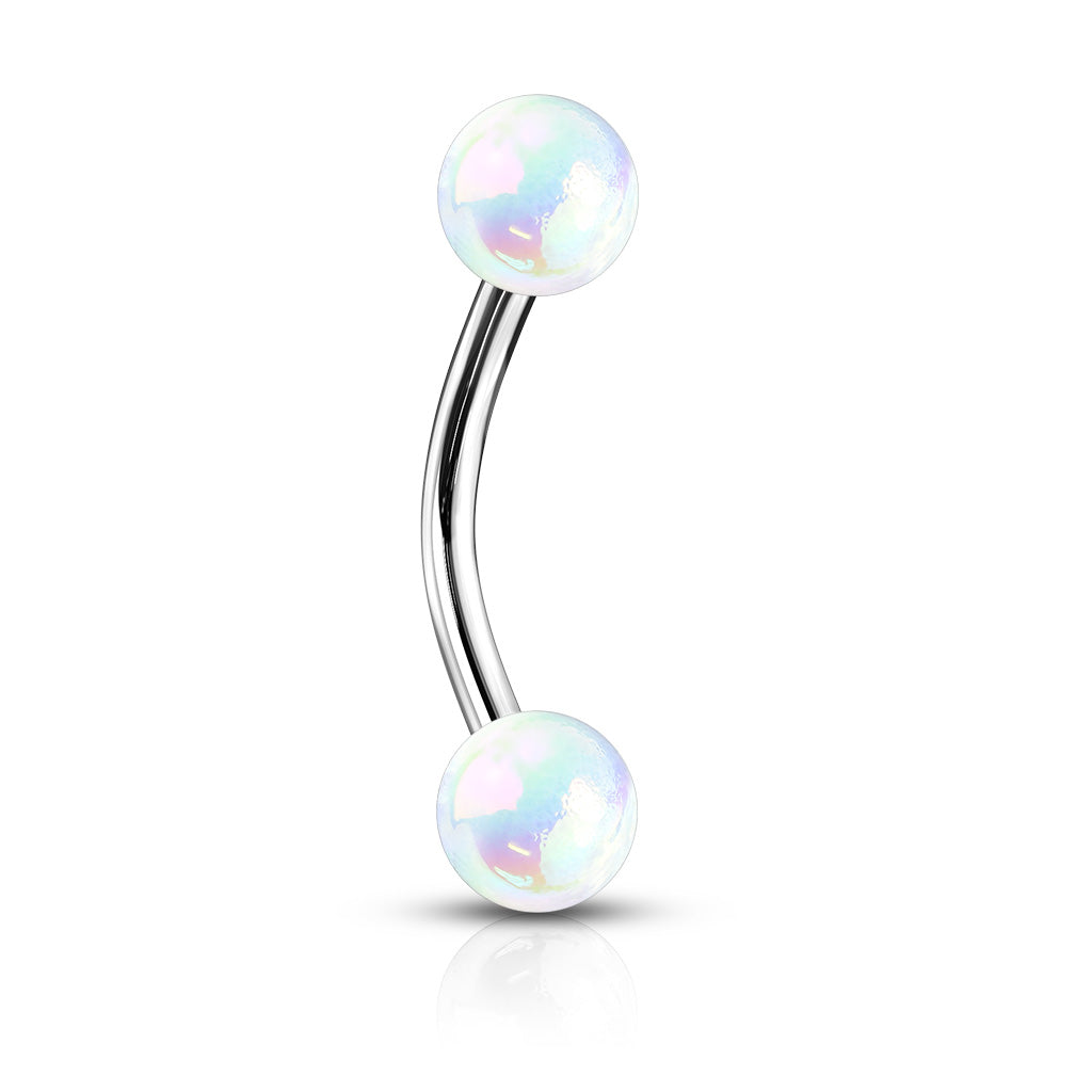 Metallic AB Coating Balls Over 316L Surgical Steel Curved Barbells for Eyebrow, Daith and more